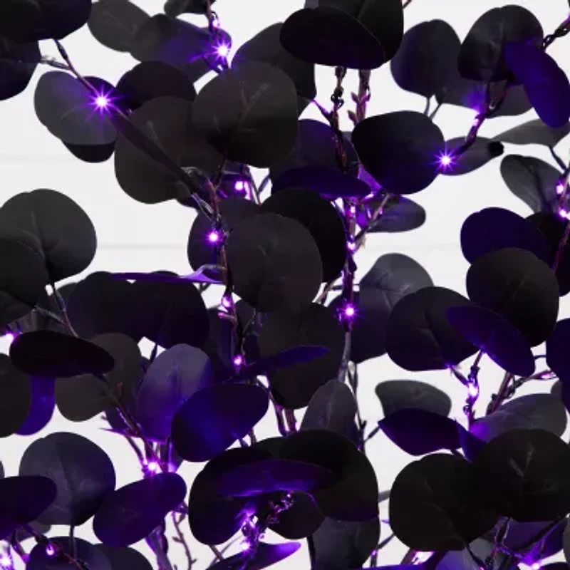 Nearly Natural 5ft Pre-Lit Black Eucalyptus Lighted Indoor Artificial Tree