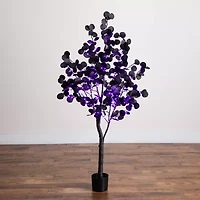 Nearly Natural 5ft Pre-Lit Black Eucalyptus Lighted Indoor Artificial Tree