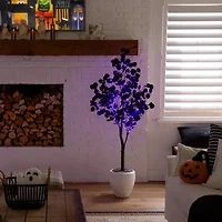 Nearly Natural 5ft Pre-Lit Black Eucalyptus Lighted Indoor Artificial Tree