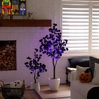 Nearly Natural 5ft Pre-Lit Black Eucalyptus Lighted Indoor Artificial Tree