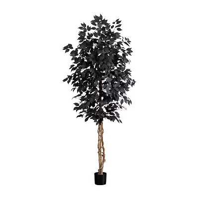 Nearly Natural 7ft Black Ficus Artificial Tree