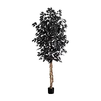 Nearly Natural 7ft Black Ficus Artificial Tree