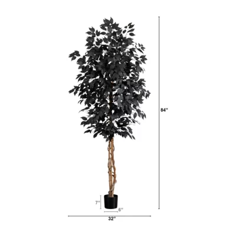 Nearly Natural 7ft Black Ficus Artificial Tree