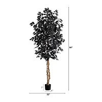 Nearly Natural 7ft Black Ficus Artificial Tree