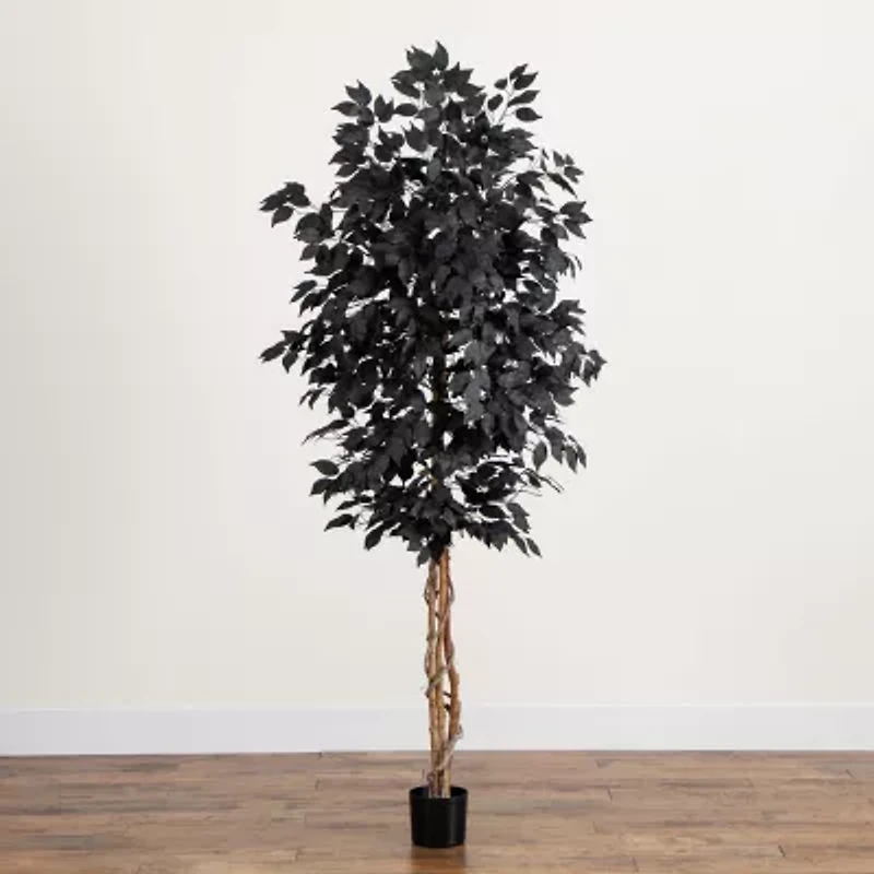 Nearly Natural 7ft Black Ficus Artificial Tree