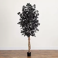 Nearly Natural 7ft Black Ficus Artificial Tree