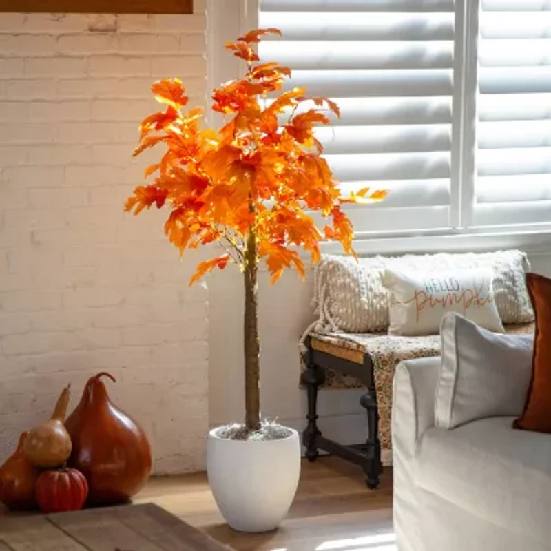 Nearly Natural 5ft Pre-Lit Autumn Maple Artificial Tree