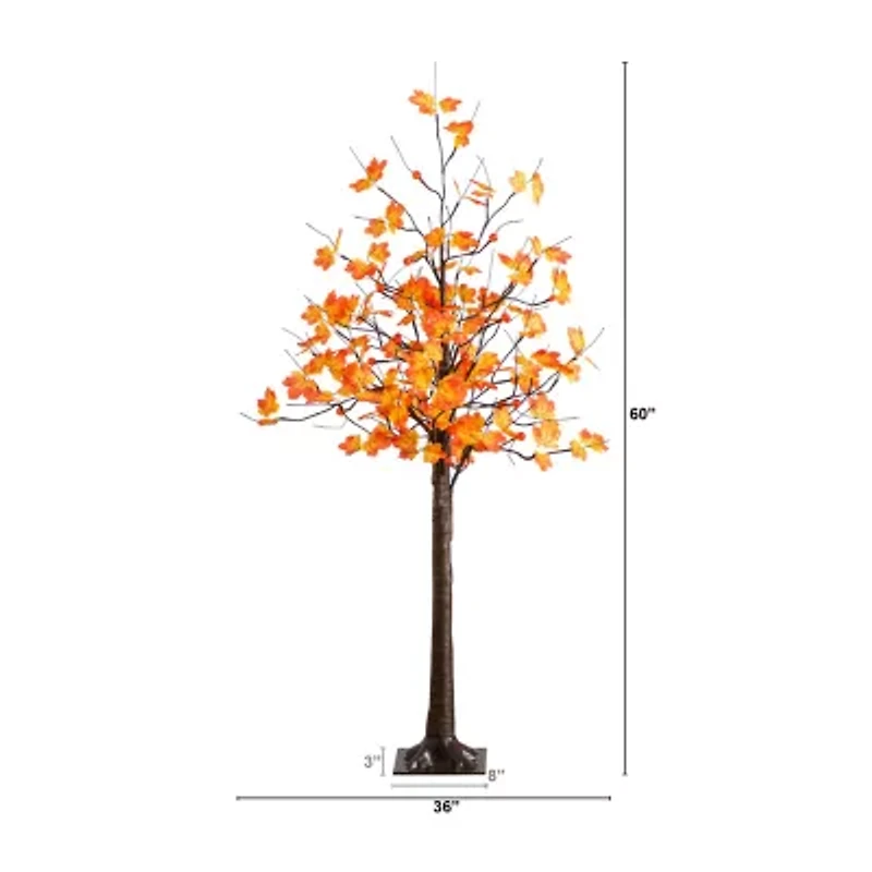 Nearly Natural 5ft Pre-Lit Autumn Maple Lighted Indoor Artificial Tree