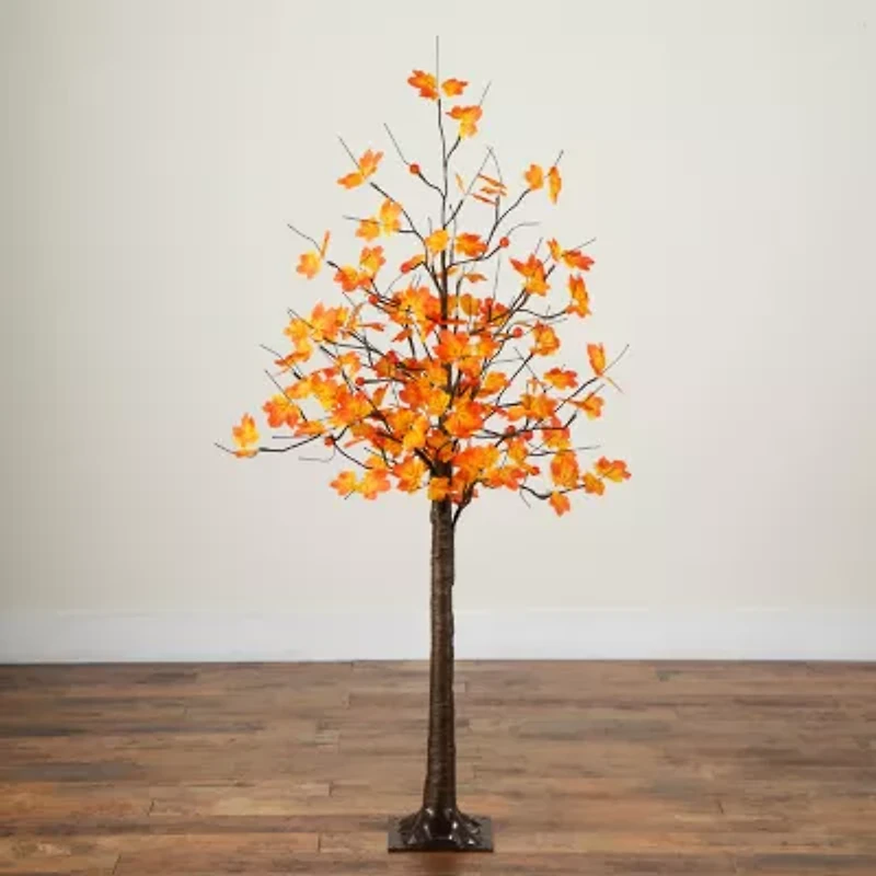 Nearly Natural 5ft Pre-Lit Autumn Maple Lighted Indoor Artificial Tree