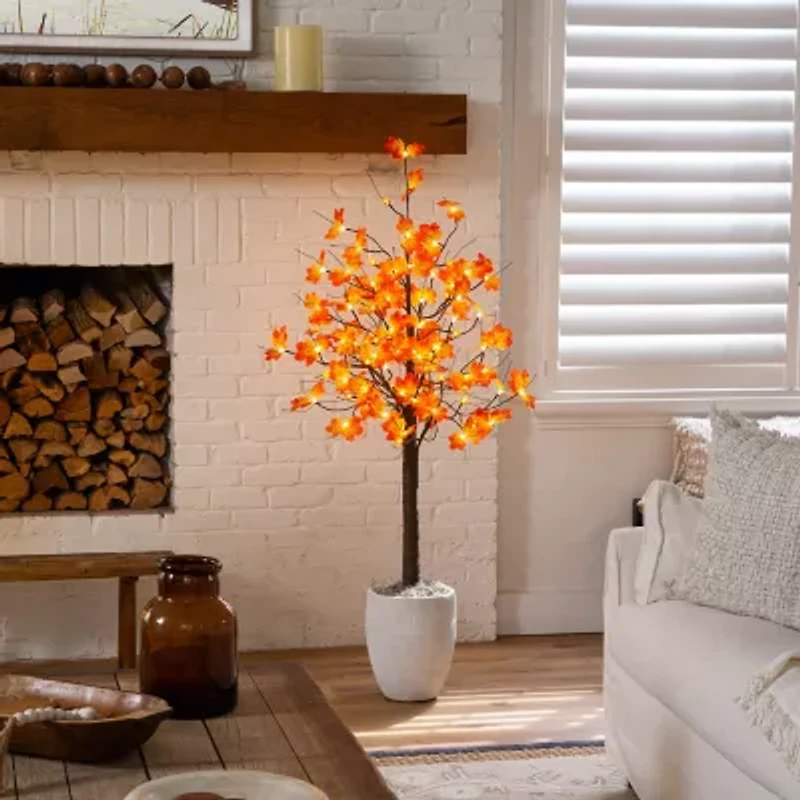Nearly Natural 5ft Pre-Lit Autumn Maple Lighted Indoor Artificial Tree