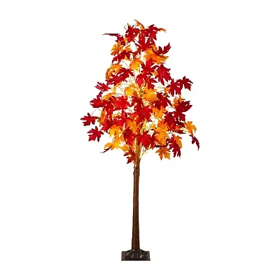 Nearly Natural 7ft Pre-Lit Autumn Weeping Maple Artificial Tree