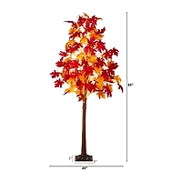 Nearly Natural 7ft Pre-Lit Autumn Weeping Maple Artificial Tree