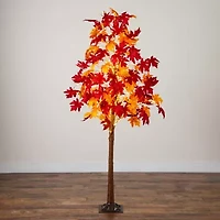 Nearly Natural 7ft Pre-Lit Autumn Weeping Maple Artificial Tree