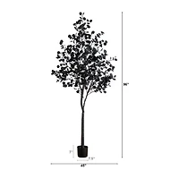 Nearly Natural 8ft Pre-Lit Black Eucalyptus Lighted Indoor Artificial Tree
