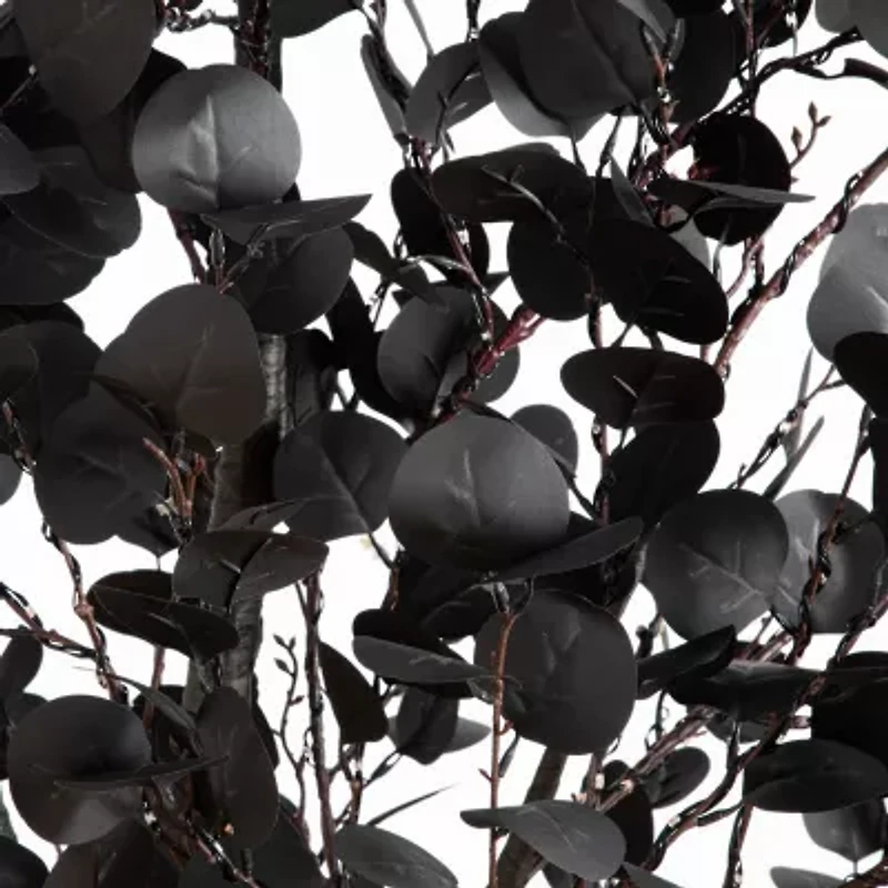 Nearly Natural 8ft Pre-Lit Black Eucalyptus Lighted Indoor Artificial Tree