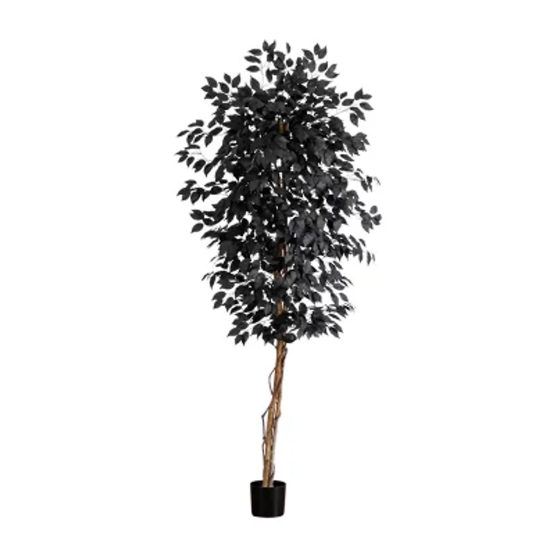 Nearly Natural 6ft Black Halloween Ficus Artificial Tree