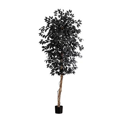 Nearly Natural 6ft Black Halloween Ficus Artificial Tree