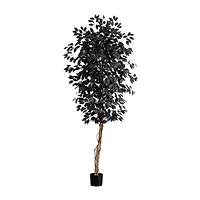Nearly Natural 6ft Black Halloween Ficus Artificial Tree