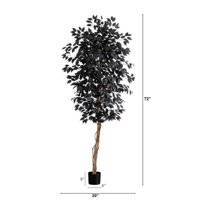 Nearly Natural 6ft Black Halloween Ficus Artificial Tree