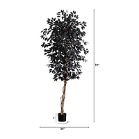 Nearly Natural 6ft Black Halloween Ficus Artificial Tree