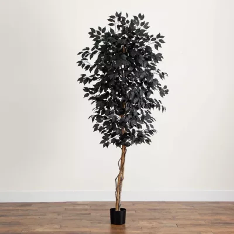 Nearly Natural 6ft Black Halloween Ficus Artificial Tree