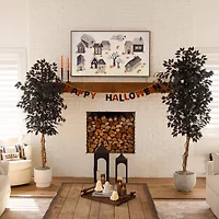 Nearly Natural 6ft Black Halloween Ficus Artificial Tree