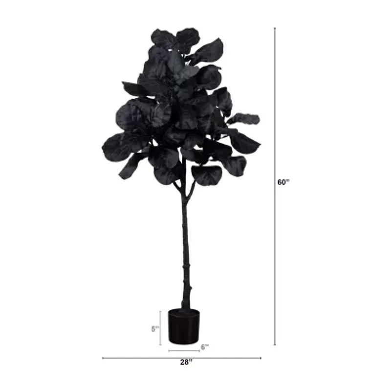 Nearly Natural 5ft Black Fiddle Leaf Artificial Tree