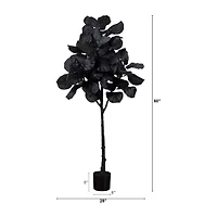 Nearly Natural 5ft Black Fiddle Leaf Artificial Tree