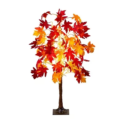 Nearly Natural 4ft Pre-Lit Autumn Weep Maple Artificial Tree