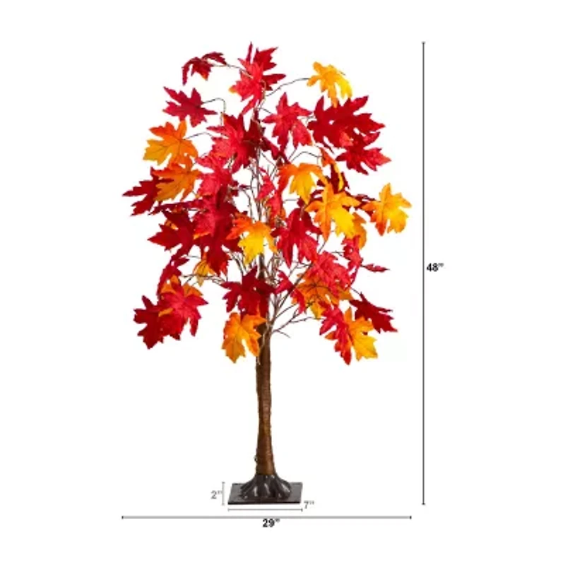 Nearly Natural 4ft Pre-Lit Autumn Weep Maple Artificial Tree