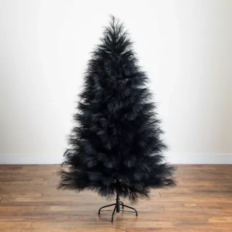 Nearly Natural 6ft Black Pampas Grass Artificial Tree