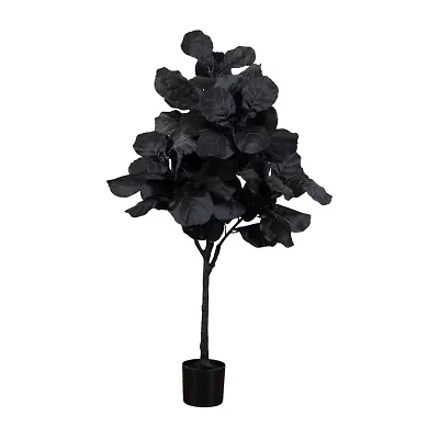 Nearly Natural 4ft Halloween Black Fiddle Leaf Artificial Tree