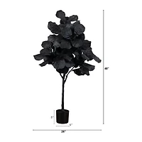 Nearly Natural 4ft Halloween Black Fiddle Leaf Artificial Tree