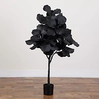 Nearly Natural 4ft Halloween Black Fiddle Leaf Artificial Tree