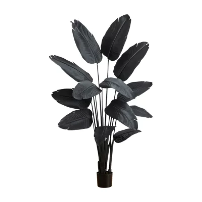 Nearly Natural 6ft Halloween Black Travelers Palm Artificial Tree