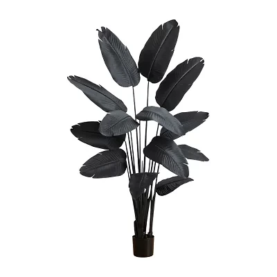 Nearly Natural 6ft Halloween Black Travelers Palm Artificial Tree