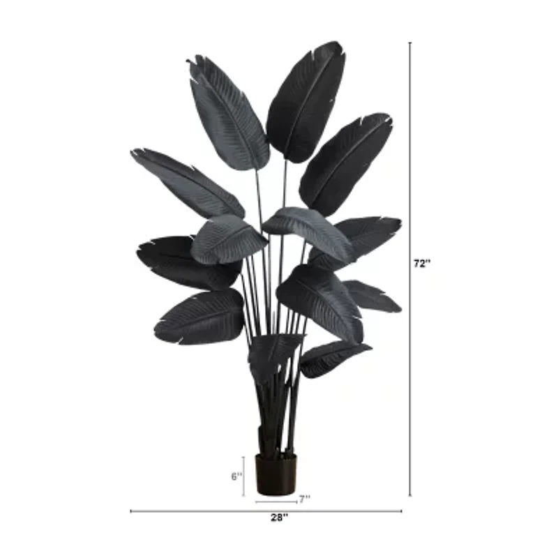 Nearly Natural 6ft Halloween Black Travelers Palm Artificial Tree