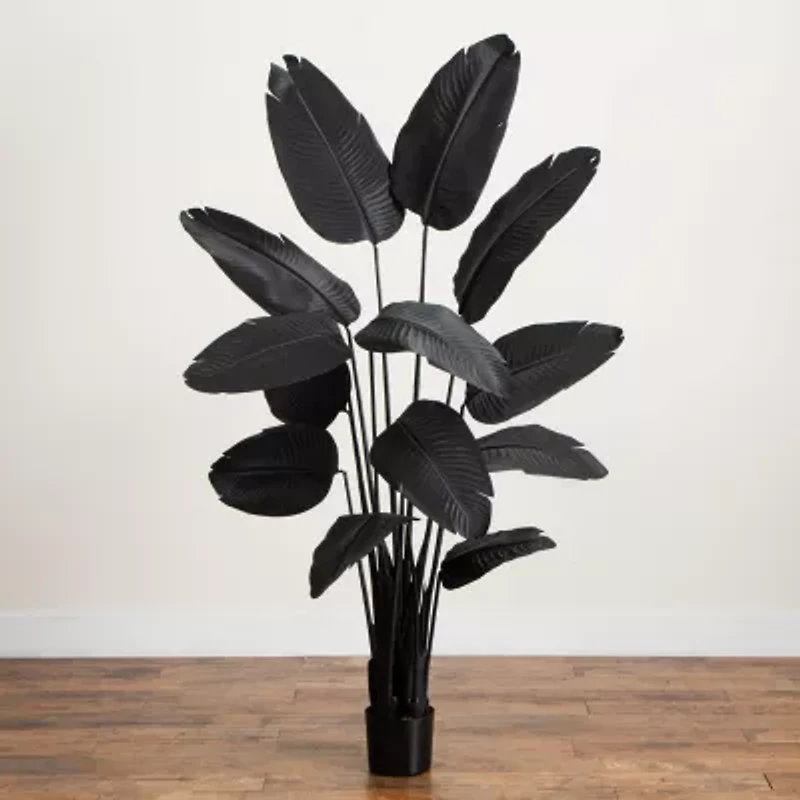 Nearly Natural 6ft Halloween Black Travelers Palm Artificial Tree