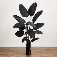 Nearly Natural 6ft Halloween Black Travelers Palm Artificial Tree