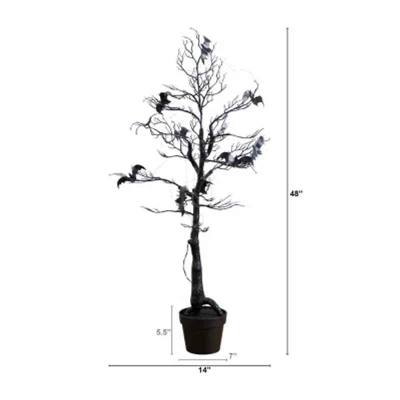 Nearly Natural 4ft Pre-Lit Halloween Twig Artificial Tree