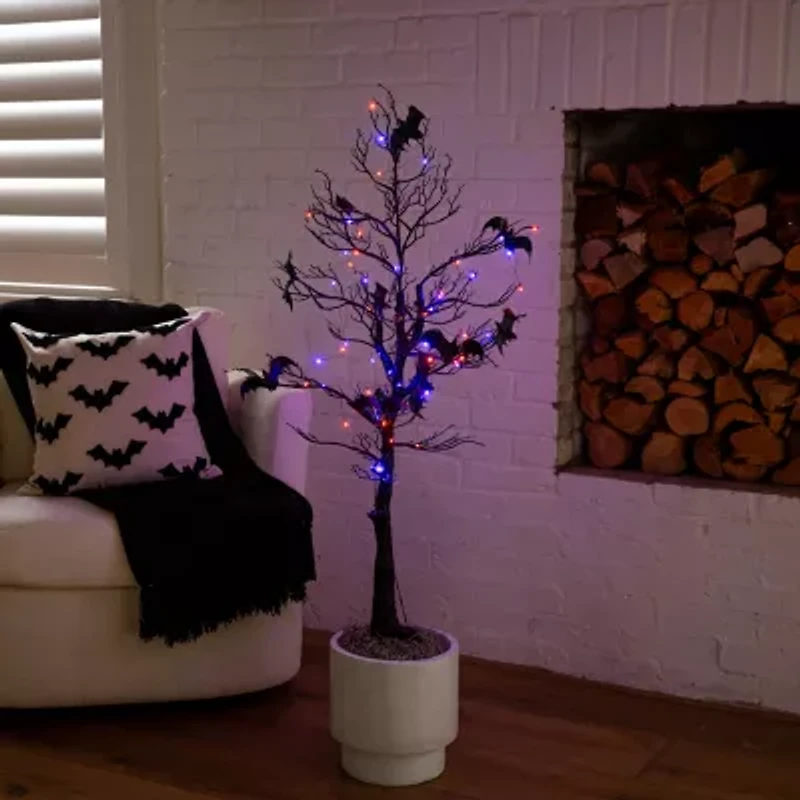Nearly Natural 4ft Pre-Lit Halloween Twig Artificial Tree