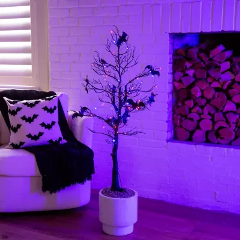 Nearly Natural 4ft Pre-Lit Halloween Twig Artificial Tree