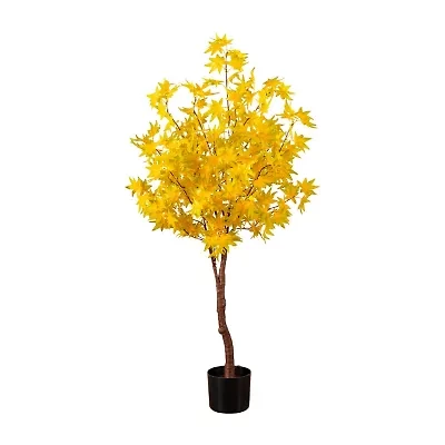 Nearly Natural 4ft Pre-Lit Yellow Autumn Maple Lighted Indoor Artificial Tree