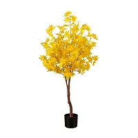 Nearly Natural 4ft Pre-Lit Yellow Autumn Maple Lighted Indoor Artificial Tree