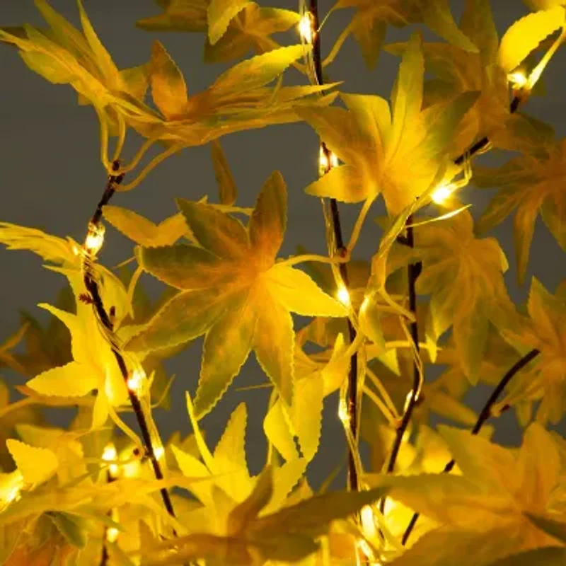 Nearly Natural 4ft Pre-Lit Yellow Autumn Maple Artificial Tree