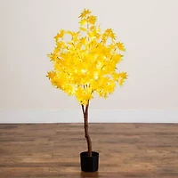 Nearly Natural 4ft Pre-Lit Yellow Autumn Maple Artificial Tree