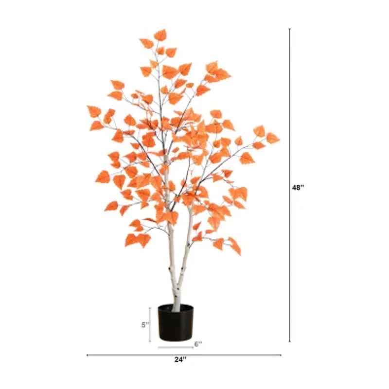 Nearly Natural 4ft Autumn Paper Birch Artificial Tree