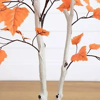 Nearly Natural 4ft Autumn Paper Birch Artificial Tree