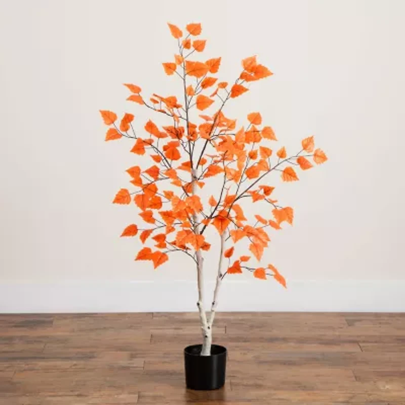 Nearly Natural 4ft Autumn Paper Birch Artificial Tree