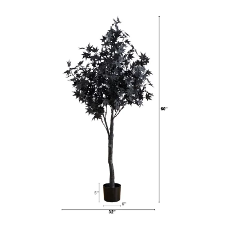 Nearly Natural 5ft Pre-Lit Black Maple Artificial Tree